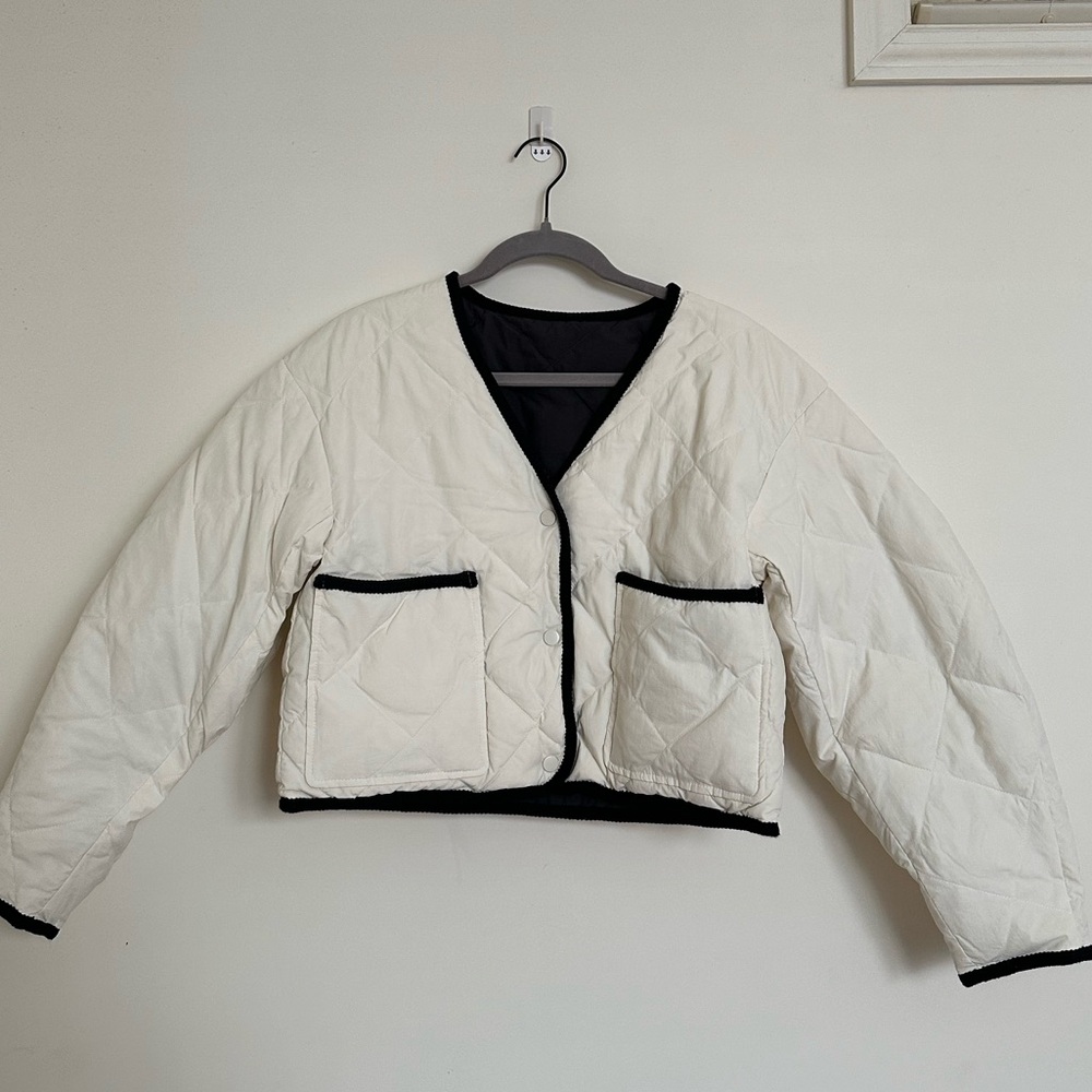 Love Bonito Cropped Reversible Quilted Puffer Jacket